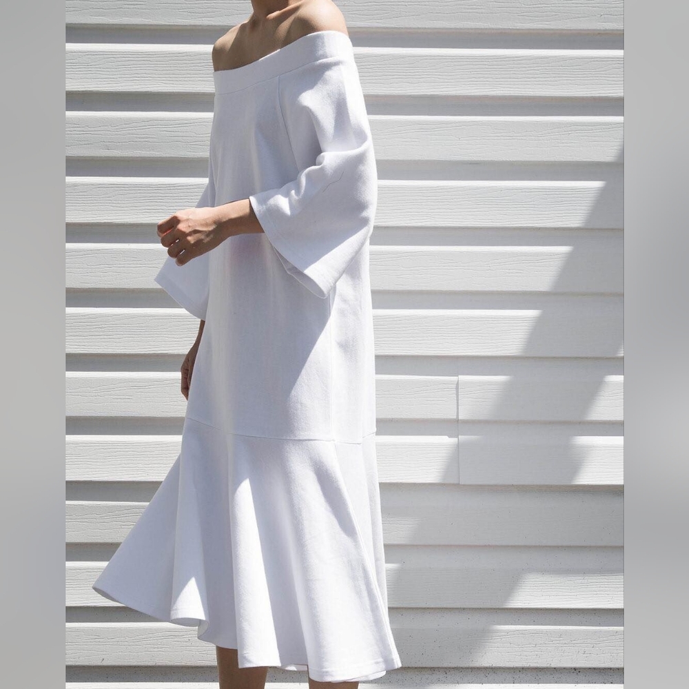 Oak & Fort Off the Shoulder White Dress
